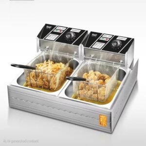 Stainless Steel Dual Electric Deep Fryer | 5000W | 11L - Image 1