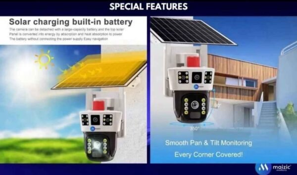 Triple View Wireless Solar Camera 4G SIM with 2 Fixed + PTZ Control, UHD 360° View 4 img 7825
