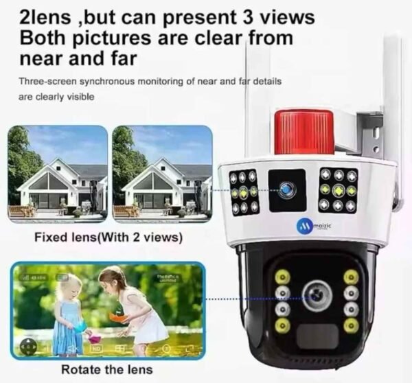Triple View Wireless Solar Camera 4G SIM with 2 Fixed + PTZ Control, UHD 360° View 3 img 7826