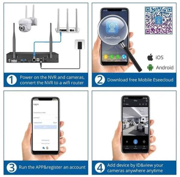 Wireless Security Camera System 8CH NVR 4PCS Outdoor WiFi Surveillance PTZ Home 3 img 7916