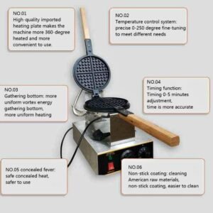 Commercial Waffle Maker, 1400w Stainless Steel Non-Stick Electric Waffle Machine 18 Commercial Waffle Maker, 1400w Stainless Steel Non-Stick Electric Waffle Machine - Image 9