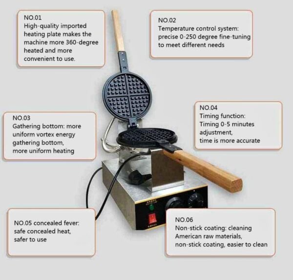 Commercial Waffle Maker, 1400w Stainless Steel Non-Stick Electric Waffle Machine 8 img 7984