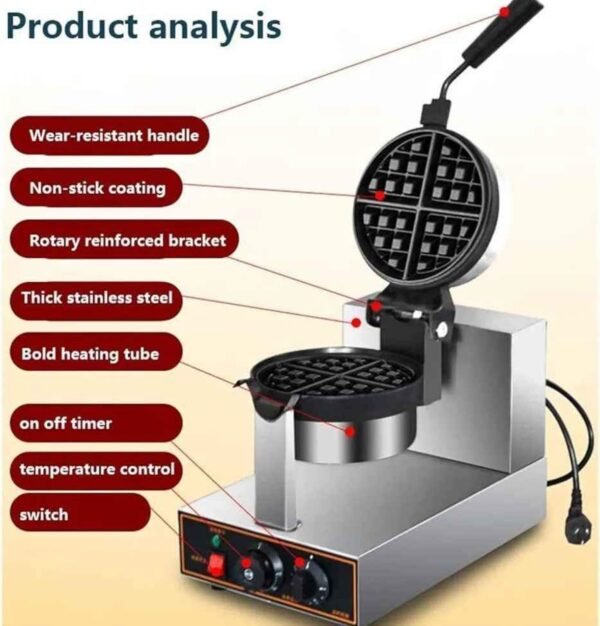 Commercial Waffle Maker, 1400w Stainless Steel Non-Stick Electric Waffle Machine 6 img 7987