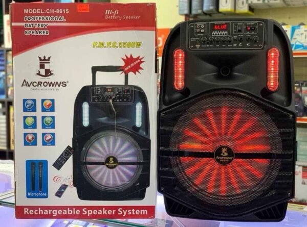 CH-8615 Portable Trolley Speaker With Wireless Microphone Simulation Active 15inch Professional 2 img 8015