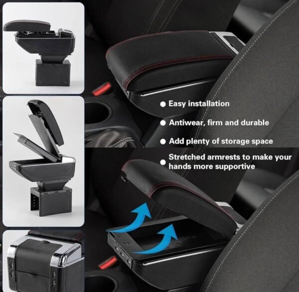 Storage Box with 7 USB Charging Port Dual Layer Car Armrest 2 img 8316