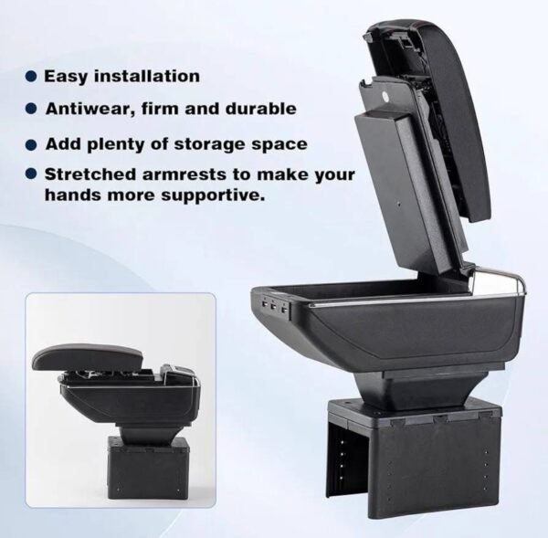 Storage Box with 7 USB Charging Port Dual Layer Car Armrest 9 img 8319