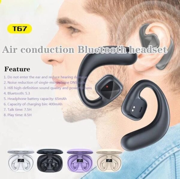 Awei T69 EarHook Sports Earphones – Air Conduction Wireless Bluetooth Headphones 5 img 8367