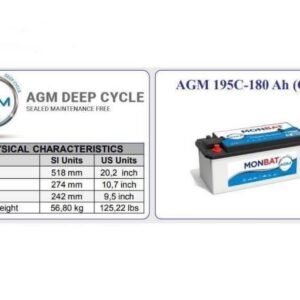 Monbat AGM-195C Batteries - 195AH & 180AH AGM DC Series 6 Monbat AGM-195C Batteries - 195AH & 180AH AGM DC Series - Image 3