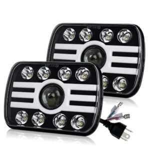5x7 Inch Dual Beam LED Lights – White DRL/Amber Turn Signal (Set of 2) 10 5x7 Inch Dual Beam LED Lights – White DRL/Amber Turn Signal (Set of 2) - Image 2