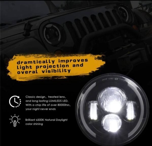 2X Car LED Headlights for Jeep Wrangler CJ JK TJ LJ & Land Rover Defender - 4300K/6000K 200W Waterproof Fog & Driving Lights 3 img 9400