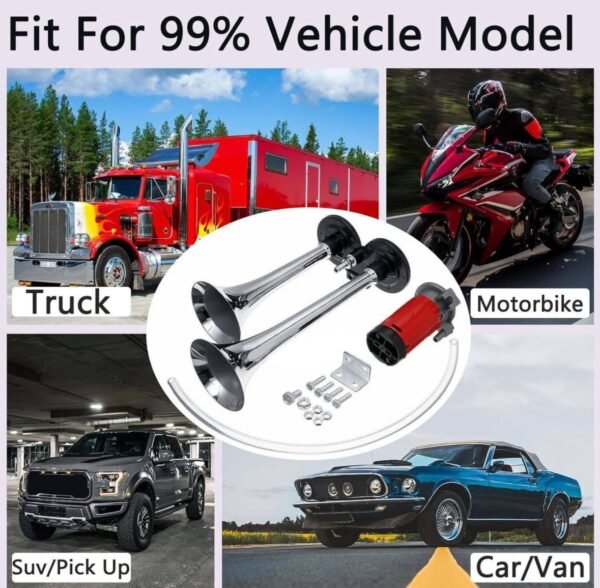 12V Dual Air Horn 150DB – Powerful Sound Alarm for Cars, Trucks, Boats, Trains & More 6 img 9660