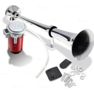 Premium 12V Single Trumpet Air Horn with Chrome-Plated Finish & Compressor – Ideal for Cars, Trucks, Boats, and Trains – Up to 150DB 7 Premium 12V Single Trumpet Air Horn with Chrome-Plated Finish & Compressor – Ideal for Cars, Trucks, Boats, and Trains – Up to 150DB - Image 1
