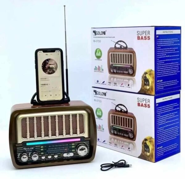 RX-O75D Retro Tabletop Radio with Bluetooth, USB & Solar Charging | Brown Finish 8 11dd17f9bfb0930669051f3cb7b3c59a
