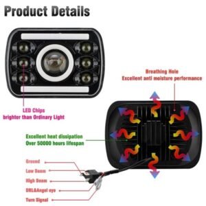 LED Headlight with Angel Eyes H4 – 60W 12-24V for Unmatched Performance & Style 8 LED Headlight with Angel Eyes H4 – 60W 12-24V for Unmatched Performance & Style - Image 2