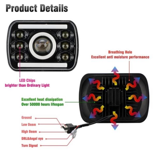LED Headlight with Angel Eyes H4 – 60W 12-24V for Unmatched Performance & Style 1 img 9859