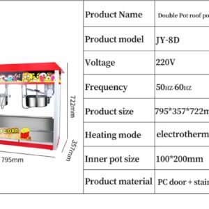 Electric Commercial Two-Pot Popcorn Machine – High Efficiency | Heavy Duty Popcorn Maker - Image 3