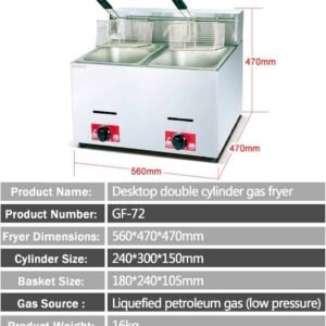 Countertop 2-Tank & 2-Basket Gas Fryer BGF-72 - Image 6
