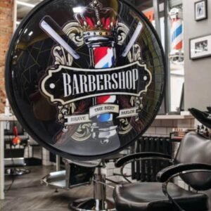 Round Rotating Barber Shop Light – Retro Wall-Mount LED Sign 4 Round Rotating Barber Shop Light – Retro Wall-Mount LED Sign - Image 2