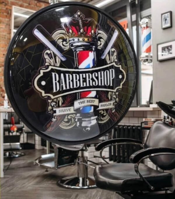 Round Rotating Barber Shop Light – Retro Wall-Mount LED Sign 1 img 0984