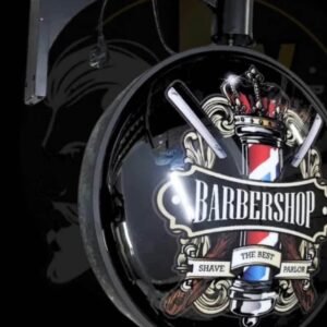 Round Rotating Barber Shop Light – Retro Wall-Mount LED Sign 3 Round Rotating Barber Shop Light – Retro Wall-Mount LED Sign - Image 1