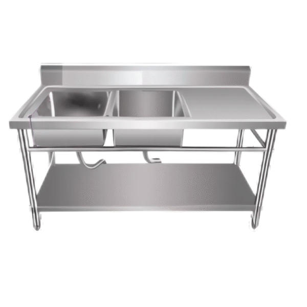 Stainless Steel Double Sink with Work Table and Undershelf 1 img 1025