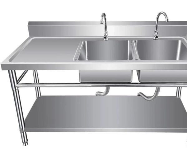 Stainless Steel Double Sink with Work Table and Undershelf 2 img 1027