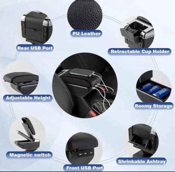 Universal Double-Layer Car Armrest Console Box with 7 USB Charging Ports 7 img 1188