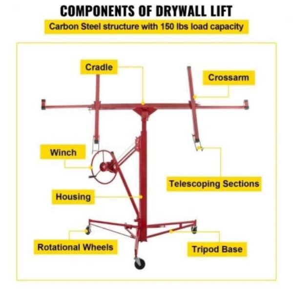 16ft Drywall Lift – 150lb Capacity – Telescopic Arm 6 img 1201