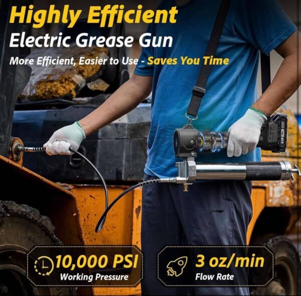 Electric Grease Gun 10,000 PSI with 2 Batteries & LED – TaskStar Rechargeable Professional Grease Gun Kit 7 img 1740