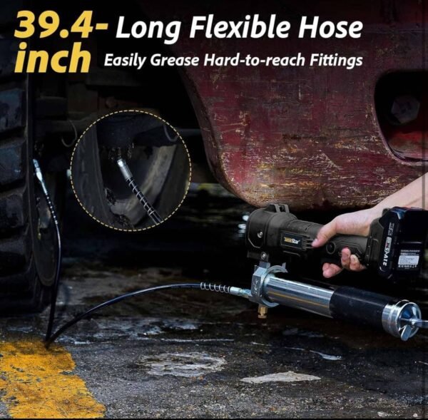 Electric Grease Gun 10,000 PSI with 2 Batteries & LED – TaskStar Rechargeable Professional Grease Gun Kit 1 img 1744