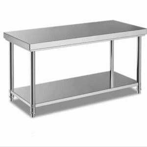 Stainless Steel Two-Layer Workbench – Heavy-Duty Food Prep Table - Image 1