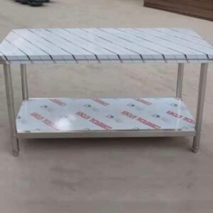 Stainless Steel Two-Layer Workbench – Heavy-Duty Food Prep Table - Image 3