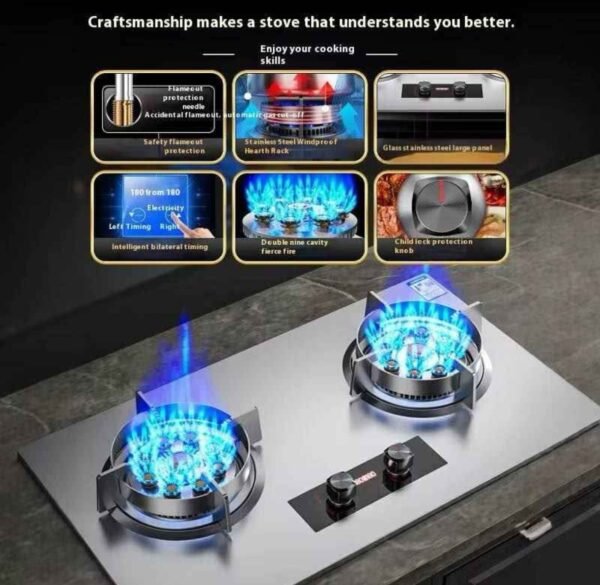 High-Performance Gas Burner – 9-Chain Dual-Flame Stove 2 img 2085