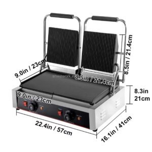 Double Plate Electric Panini Grill – Flat Bottom & Grooved Top - Image 3